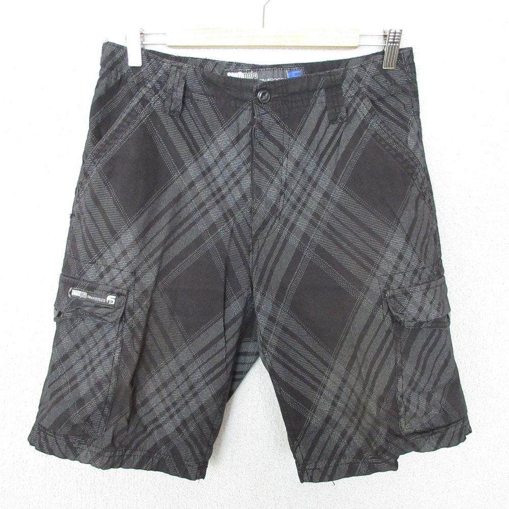 Southpole Plaid Cargo‎ Shorts Mens Size 30 Black Gray Casual